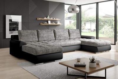 hoekbank kyoto- zwart/grijs- hoeksalon met bed en opbergruimte- zetelsenbedden