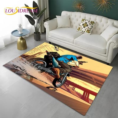 Grand Theft Auto Games 3D GTA Gamer Tapijt Vloerkleed voor Thuis Woonkamer Slaapkamer Bank Deurmat Decor, Kindergebied Vloerkleed Antislip Vloermat 60*90cm