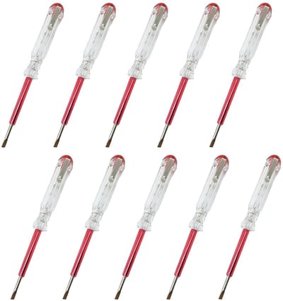 10-delige Fasetester Schroevendraaier Set - 100V-500V Stroomtester - 135 mm Lengte - Geïsoleerde Handgrepen - Veilige Elektrische Test- en Schroefopdrachten voor Huishouden en Bouwplaats