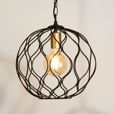 Searchlight Finesse hanglamp, zwart/goud, metaal, Ø31,5 cm, E27