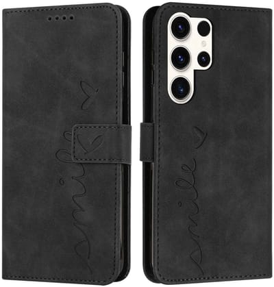 Coverup Hoesje - Geschikt voor Samsung Galaxy S25 Ultra Hoesje - Coverup Smile Book Case - Zwart