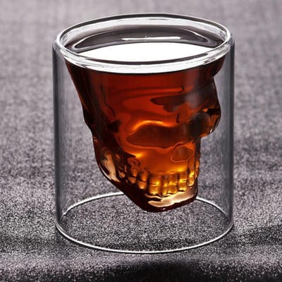 Verre à tête de crâne en cristal Transparent de 25ml, verre à vin Double couche à la mode pour Bar Club 5Pcs