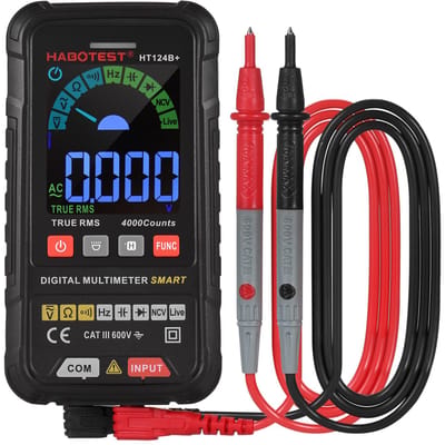 HABOTEST HT124B + multimètre 4000 points True RMS multimètre numérique intelligent 600 V tension AC/DC Type 2 noir
