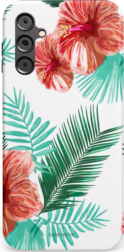 Casetastic Hoesje Geschikt voor Samsung A14 (5G/4G) - Stijlvolle Beschermende Duo-layer Case - Exotisch Roze Flora