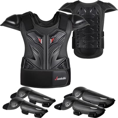Kinder Motorcross Beschermer - Beschermende Kleding Set - Sport Veiligheid - Volledige Lichaamsdekking - 4-12 Jaar - Zwart