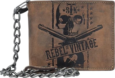 GREENBURRY Leren portemonnee Vintage Wallet With Chain Brown Rebel-Skull bruine