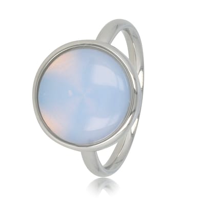 My Bendel - Ring Zilverkleurig met White Quartz Edelsteen - Zilverkleurige Ring - White Quartz Edelsteen - Hypoallergeen - met Luxe Cadeauverpakking | Sieraden Voor Dames | Maat 16.00 Mm / Maat 50