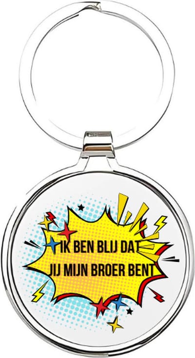 Akyol - ik ben blij dat jij mijn broer bent Sleutelhanger - Broer - de leukste broer - broer sleutelhanger - broers sleutelhanger - sleutelhanger voor je broer - familie sleutelhanger - verjaardagscadeautje - broer cadeau - brother - 4 x 7,5 CM