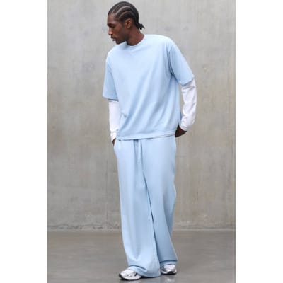 Zwaargewicht 480gsm Wijde Pijpen Joggingbroek | Light Blue | Size Medium