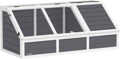 PawHut - Schildpaddenhuis - Vurenhout - 120x55x50cm - Lichtgrijs