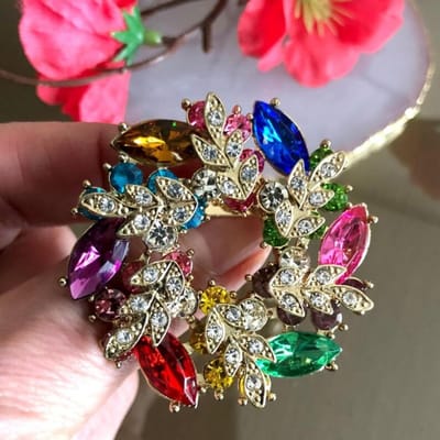 Luxe Honderd Krans Ontwerp Mannen Vrouwen Broche Spelden Sieraden Accessoires Bruiloft Vakantie Feest Koppel Verrassingscadeau gray