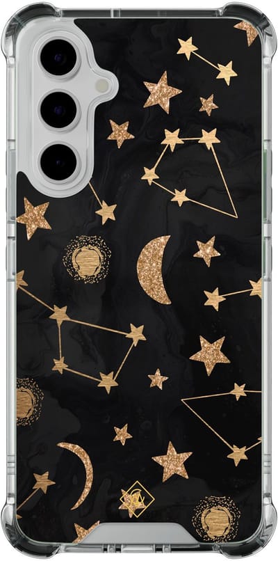 Casimoda® hoesje - Geschikt voor Samsung Galaxy A54 - Counting The Stars - Shockproof case - Extra sterk - TPU/polycarbonaat - Goudkleurig, Transparant