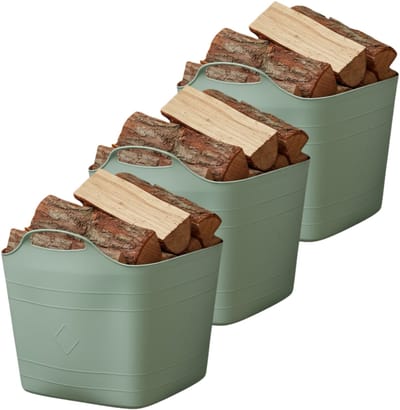 Excellent houseware flexibele kuip / emmer - 3x - groen - 25 l - kunststof - 40 x 35 cm - met handvatten