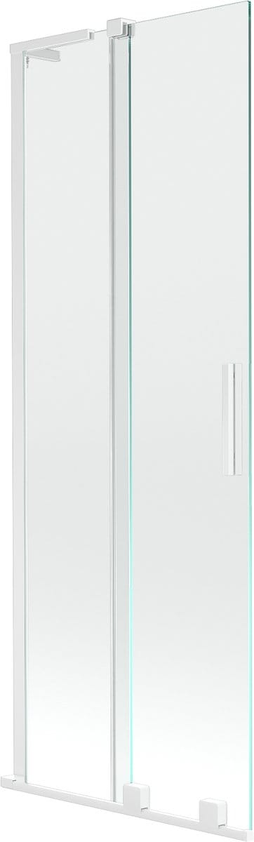 Mexen Velar L badwand 2-delige schuifbare 75 x 150 , transparant, wit - 896-075-003-01-20