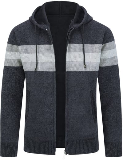 ALLTHEMEN Heren Capuchon Cardigan - Gestreepte Rits - 3XL