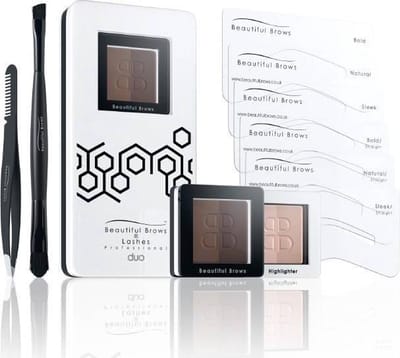 Fab Brows - Beautiful Brows Duo Brow Kit Light Brown-Medium Brown | complete wenkbrauwkit met twee kleuren wenkbrauwpoeder en high lighter