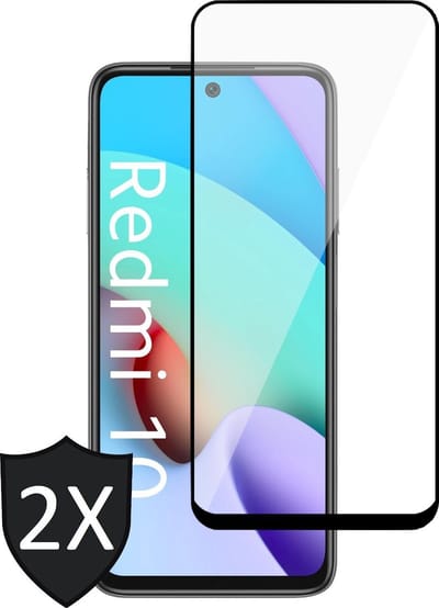 Screenprotector geschikt voor Xiaomi Redmi 10 - Beschermglas Full - Glas Screen Protector - 2 Stuks