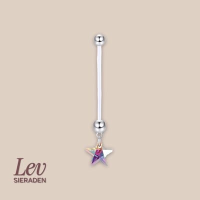 Lev Sieraden - 1.6x38mm zwangerschaps piercing - Ster hanger - UV acryl piercing - PTFE/Bioplast/Bioflex
