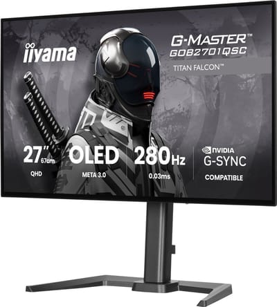 iiyama G-Master GOB2701QSC-B1 Titan Falcon - 27 inch - QHD - META 3.0 OLED - 280Hz - verstelbaar - HDR TB400 - G-Sync compatible
