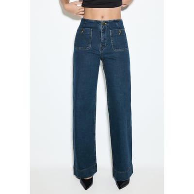 Stradivarius D77 Minimalistische jeans met zakken  MIDDENBLAUWE DENIM WASSING 40