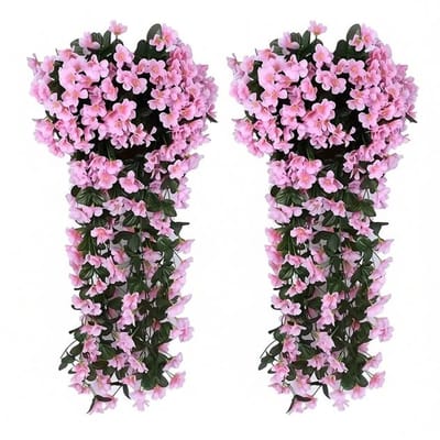 PolkaHome Kunstbloemen - 2 Roze Klimop Ranken Decoratie