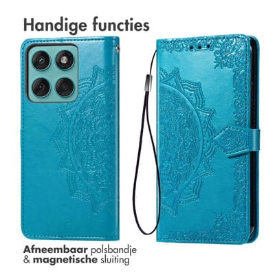 imoshion Hoesje - Geschikt voor Motorola Edge 60 Fusion - Mandala Bookcase - Turquoise