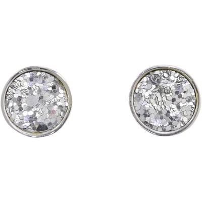 Behave - Glitter oorknoppen zilverkleur - Party stijl - Nikkelvrij - 1,5 cm