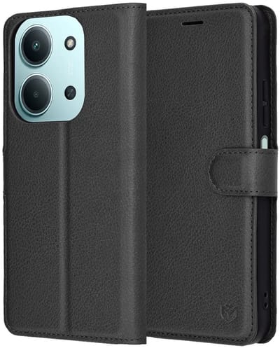 Hoesje geschikt voor Xiaomi Redmi 15C / Xiaomi Poco C85 - Techsuit Leather Folio Book Wallet Case - Zwart