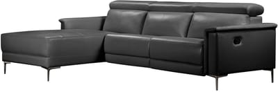 Lund-3Zitsbank - Relax Links Handmatig - Zwart PU