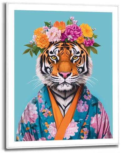 Schilderij Flower Tiger - 50 x 40 - Hout - REINDERS