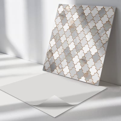 Wallfluent Vinyl Tegels - Mozaïekpatroon met Vormen Zelfklevende Vinyltegels - 30 cm x 30 cm - Grijs Vinyl Tegels - 9 stuks - Vierkant PVC Tegels - Texturen Plaktegels - Vloer Tegels PVC - Plaktegels Keuken en Badkamer