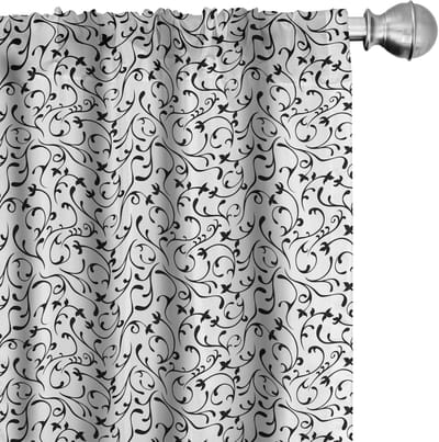ABAKUHAUS – Voorhangen Geprint Geometrisch – 2x75x245 cm – Kokoszwart