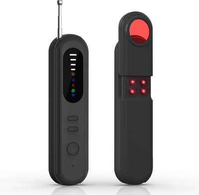 Cameradetector - Verborgen cameradetector - Camerazoeker - GPS-trackerdetector - Apparaat voor het opsporen van verborgen afluisterapparatuur - Geschikt voor auto's, huizen, hotels en op reis - 5 standen - 6 gevoeligheidsniveaus (zwart)