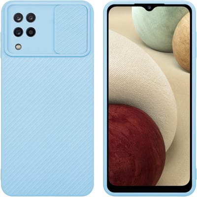 Cadorabo Hoesje geschikt voor Samsung Galaxy A12 / M12 in Bonbon Licht Blauw - Beschermhoes van flexibel TPU-silicone Case Cover en met camerabescherming