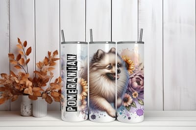 Thermosbeker Pomeranian | 600 ml RVS Tumbler met Rietje | Hondenliefhebbers cadeau