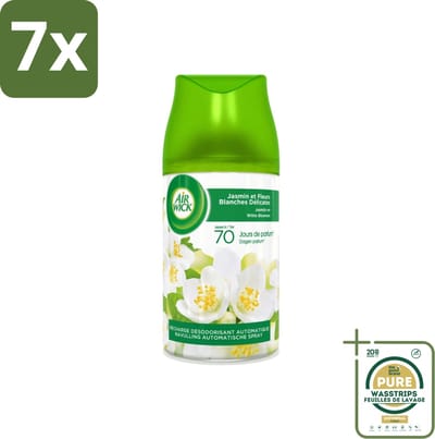 7 x Air Wick Freshmatic - Luchtverfrisser - Navulling Automatische Spray - Jasmijn en Witte Bloemen - 250ml - Grootverpakking - Luchtverfrisser - Automatische Geur - Jasmijn En Witte Bloemen - Geur Neutraliseren - Fris Huis