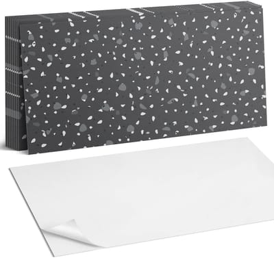 Coloray Plaktegels - Patroon met kleine stippen Zelfklevende Wandtegels - 40 cm x 20 cm - Grijs Plaktegels - 10 stuks - Rechthoek PVC Tegels - Plaktegels Badkamer - Vloertegels Zelfklevend - Vinyltegels Vloer Zelfklevend - Portugese Tegels