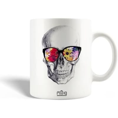 Mug en Céramique Tête de mort Serpent Lunettes de Fleur