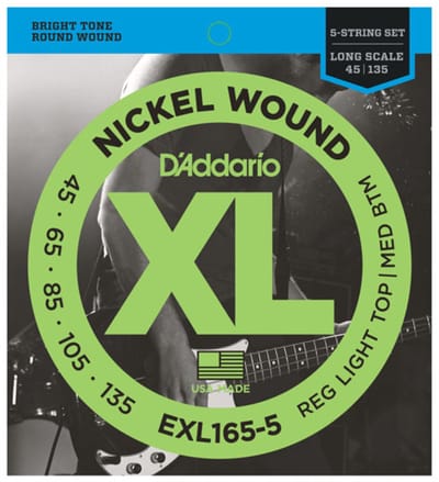 D'Addario EXL165-5 Nickel Wound Bassnaren 5-Snarig (45-135)
