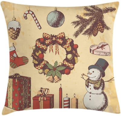 Abakuhaus – Kerst Kussenhoes 45x45 cm – Dubbelzijdig bedrukt, beige/multicolor