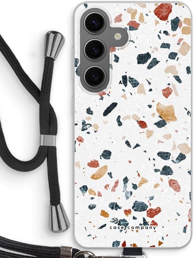 Case Company® - Hoesje met koord geschikt voor Samsung Galaxy S24 hoesje met Koord - Terrazzo N°4 - Telefoonhoesje met Zwart Koord - Bescherming aan alle Kanten en Over de Schermrand