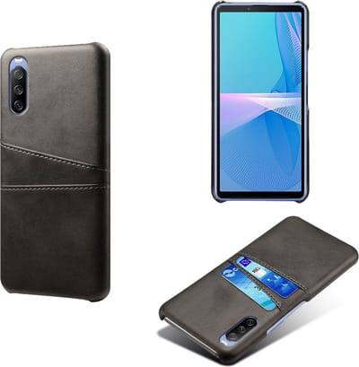 Hybride Back Cover met Opbergvakjes + Gehard Glas Screenprotector voor Sony Xperia 10 III _ Zwart