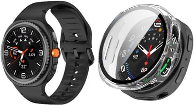 Strap-it Bundel – siliconen horlogebandje (zwart) + transparante hardcase met screenprotector – geschikt voor Samsung Galaxy Watch 8 40mm