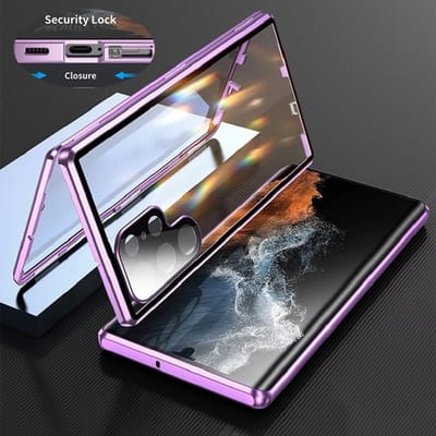Metalen dubbelzijdig glas snap lock case 360 volledige bescherming voor Samsung Galaxy S25 S22 S23 S24 Ultra lensbescherming beschermhoes