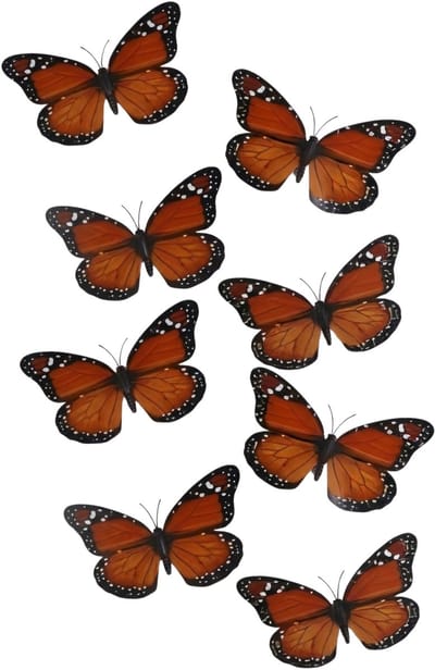 Gerimport Kerst vlinders - 8x stuks - oranje - op clip - 12 x 6 cm - kunststof - kerstboomversiering