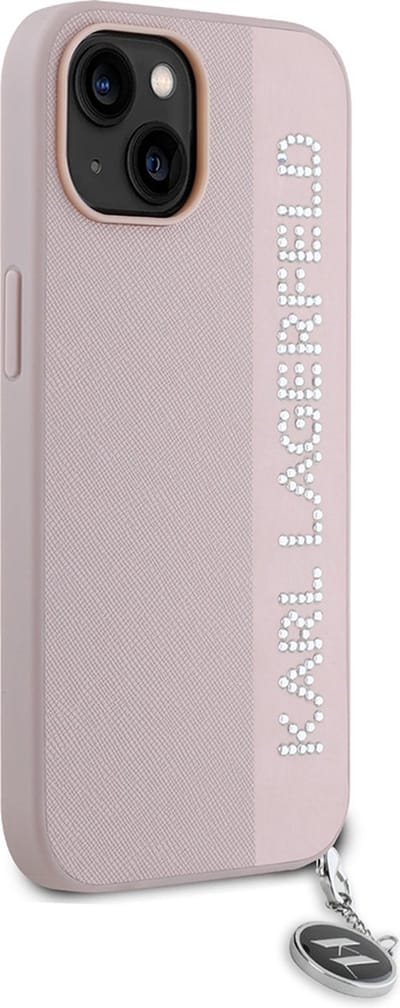 Karl Lagerfeld Backcase hoesje geschikt voor iPhone 14/13 - Effen Roze - Kunstleer