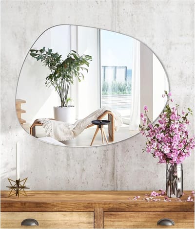 SnelShoppen - Self Adhesive Irregular Mirror HD Glas Wandspiegel voor Make-up Badkamer Decoratieve Spiegel voor Deur Hal Woonkamer Slaapkamer | Asymme