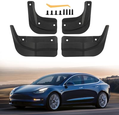 Dailygoods- Spatbescherming Hoogwaardig TPE - Tesla Model 3 Highland 2024 - Geen boren nodig - 4 stuks - Duurzaam - Eenvoudige installatie - Spatbordbescherming