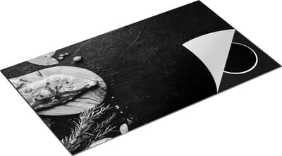 Chefcare Inductie Beschermer Vlees op een Marmeren Plaat - Zwart Wit - 90x50 cm - Afdekplaat Inductie - Kookplaat Beschermer - Inductie Mat