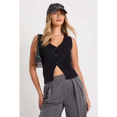 boohoo Dames Premium Chunky Rib V-hals Gebreide Vest | Zwart | Maat: Small